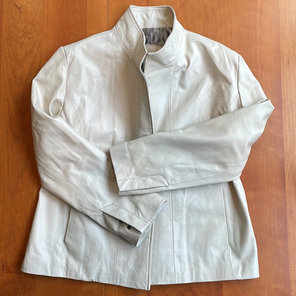 Handmade 100% White Leather Jacket Made in Morroco Size 56/2XL